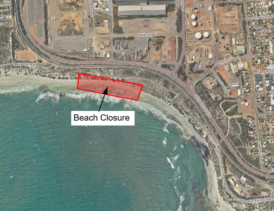 Site map of beach closure