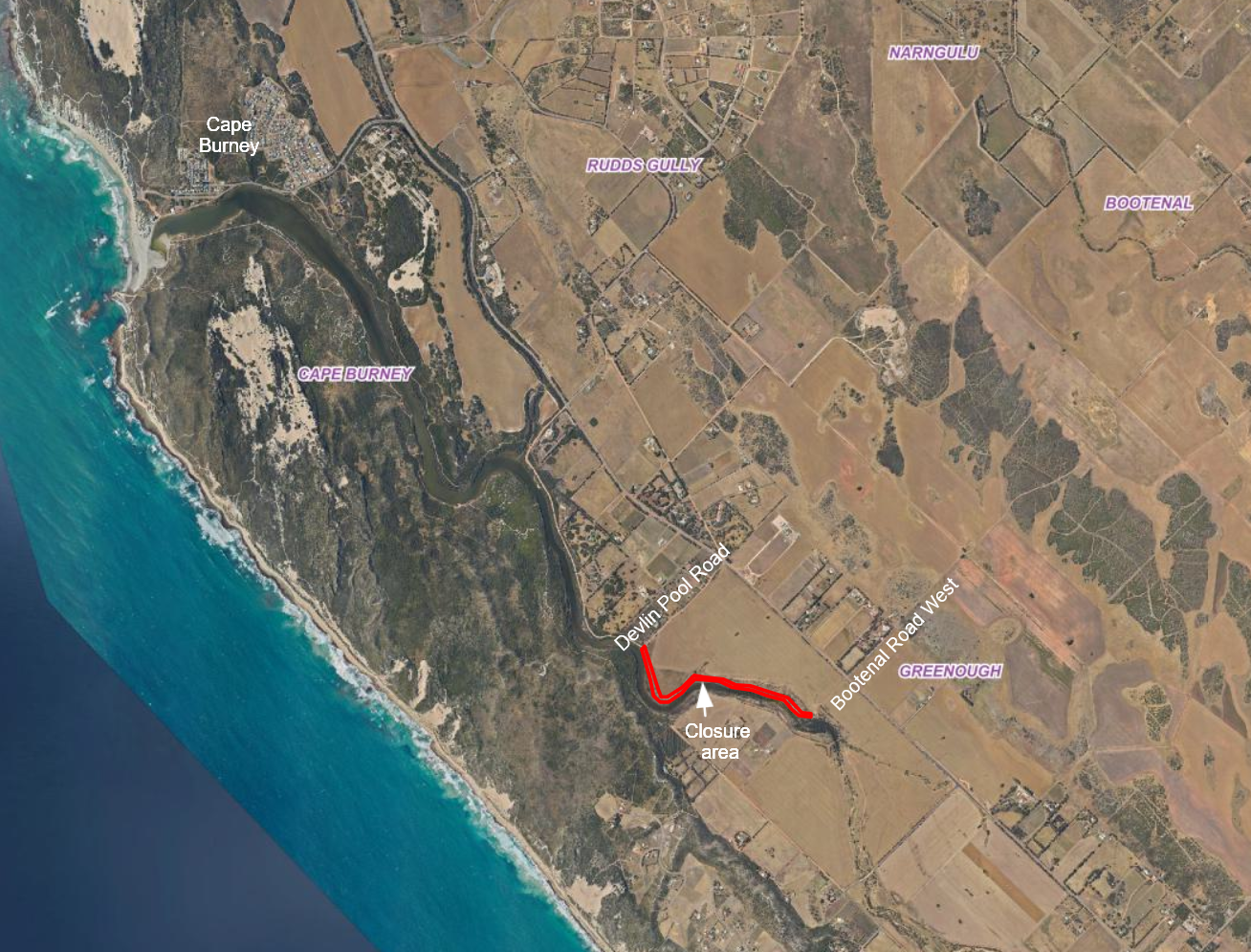 Site map of closure area