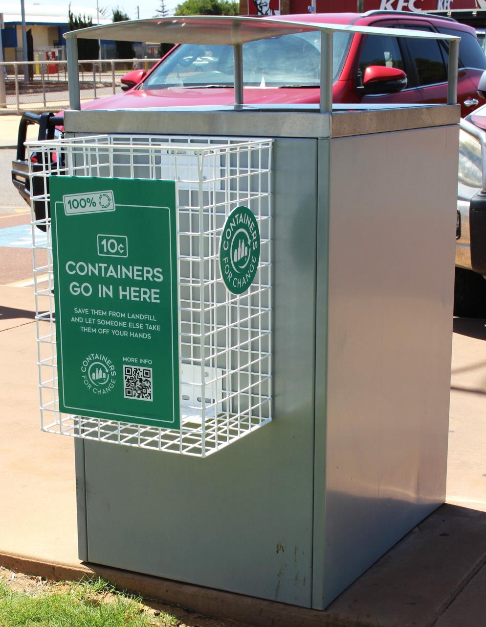 Containers for Change basket on side of rubbish bin