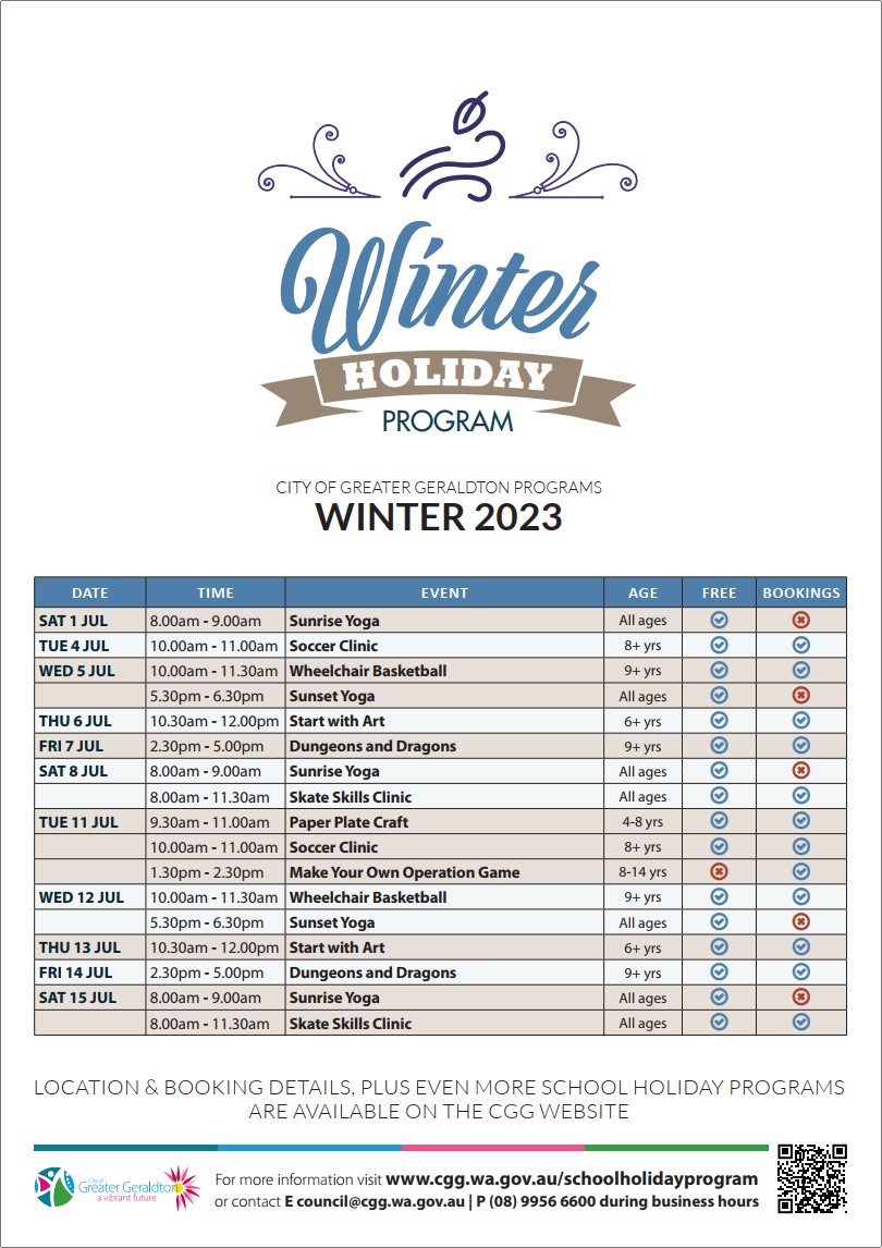 News Story Winter School Holiday Program set to take off » City of